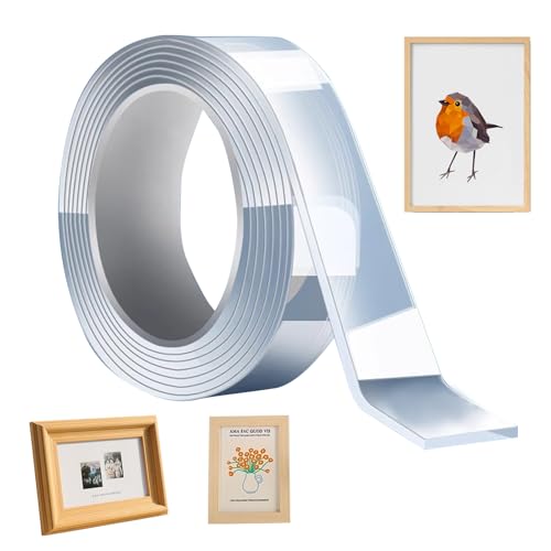 Xasbseulk Doppelseitiges Klebeband - wasserdichtes Klebeband | Nanotechnologie transparentes Sticky Roll Tape | Kleber Tack Gel Putty Kleber für Poster, Foto, Spiegel, Teppich von Xasbseulk