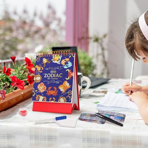 Xasbseulk Kunst Kalender - 2026 Stehkalender Bastelset Mit Malen - Handgefertigt Wohnaccessoires Für Zuhause Einsteiger Geschenkidee von Xasbseulk