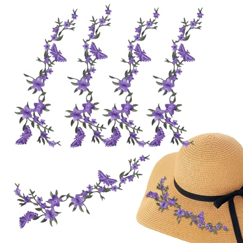 Xasbseulk Stoffpatches Für Kleidung | Blumen Schmetterling Aufbügelpatches,Fünf Schmetterling Blumen Textilien Dekoration Nähen Reparatur Aufkleber Für Taschen Jacken Jeans Hüte Shirts von Xasbseulk