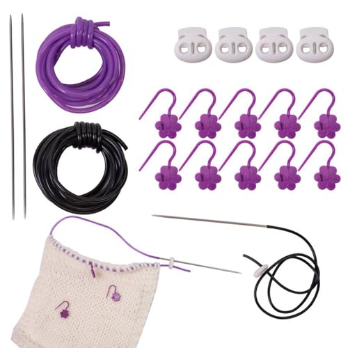 Xasbseulk Stricknadelspitzenschutz, 4 x Stricknadelschoner, 2 Metallstifte, 10 Marker, 2 hohle Rohre zum Quilten, Nähen, Garn, Basteln Xasbseulk Stricknadelspitzenschutz, 4 x Stricknadelschoner, 2 Metallstifte, 10 Marker, 2 hohle Rohre zum Quilten, Nähen, Garn, Basteln von Xasbseulk