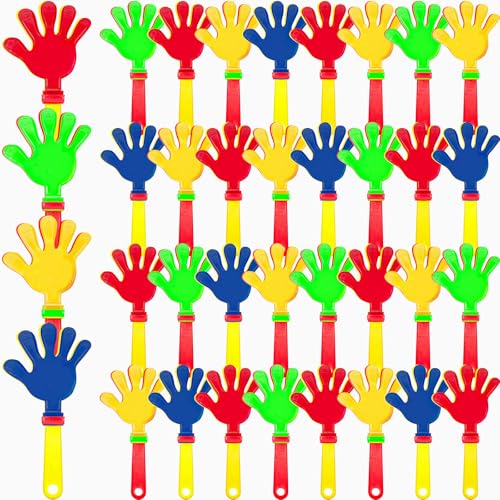 Handklatscher, 18,5 cm, Mini-Handklöppel, aus Kunststoff, Partyzubehör, bunt, Party-Geräuschmacher, Spielzeug, klatschende Hände, für Spiel, Geburtstagsparty, Geschenkzubehör, 48 Stück von Xaztr