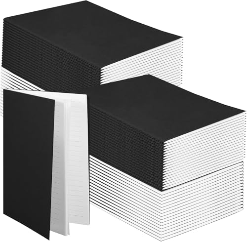 Kraft-Notizbücher, A5-Größe, Großpackung für Studenten, Schreiben, Komposition, Reisenotizbuch, Reisetagebuch, Schule, Büro, Notizblock mit 60 Seiten/30 Blatt, liniertes Papier, Schwarz, 21,6 x 14,9 von Xaztr