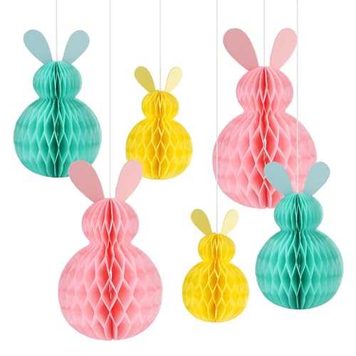 Xbessc 6 Stück Osterdeko Wabenball Bunte Waben Osterhasen zum Aufhängen und Dekorieren mit 8 Büroklammer Ostern Wabenball Papier Osterdeko zum Aufhängen für Frühling Ostern Party Deko (3 Farben) Xbessc 6 Stück Osterdeko Wabenball Bunte Waben Osterhasen zum Aufhängen und Dekorieren mit 8 Büroklammer Ostern Wabenball Papier Osterdeko zum Aufhängen für Frühling Ostern Party Deko (3 Farben) von Xbessc
