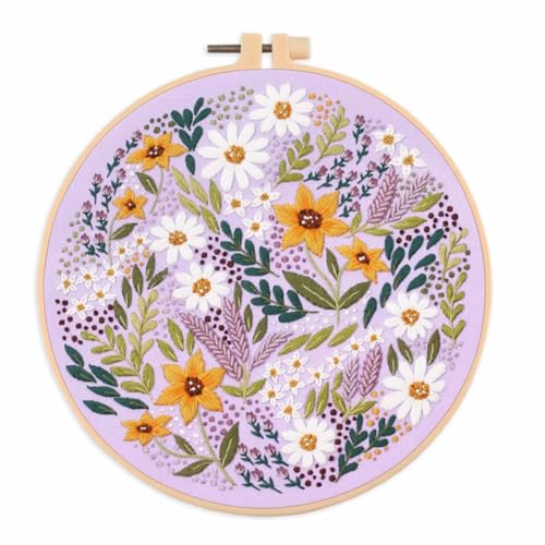 Xbsduih Stickset mit Blumenlandschaften für Anfänger und Leidenschaft - Inklusive Faden, Leinwand (D) von Xbsduih