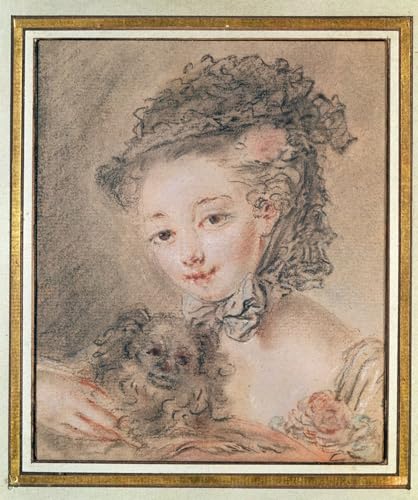 XcBAIHOUD Bekannt Bilder Canvas Wand Kunstdrucken Junges Mädchen mit kleinem Hund, Kohle und rote Kreide auf Papier von François Boucher Natur Leinwand Kunst Wanddekoration für Zimmer 60x90cm von XcBAIHOUD