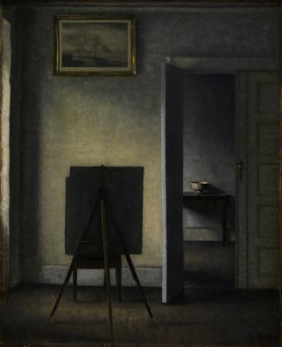 XcBAIHOUD Berühmte Gemälde Moderne Wandbild Kunstdruck Wand Dekoration Interieur mit der Staffelei des Künstlers von Vilhelm Hammershøi Wandposter Kunstdruck für Wohnzimmerdekoration 60x90cm von XcBAIHOUD
