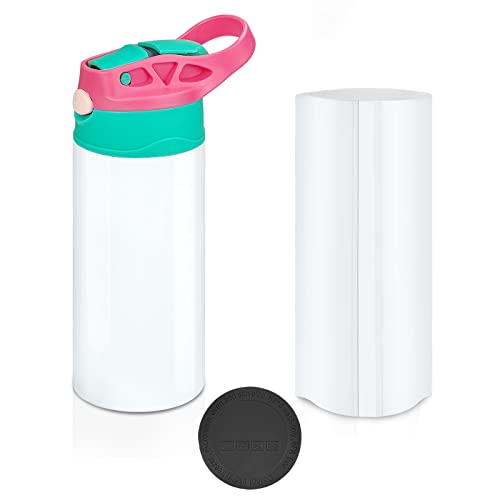 XccMe Sublimation Schnabeltasse, 340 ml, Edelstahl, Wasserflasche für Kleinkinder, doppelwandig, vakuumisoliert, Schnabelbecher mit Griff, Kinder-Thermoskanne für Wasser, Milch (Rosengrüne) von XccMe