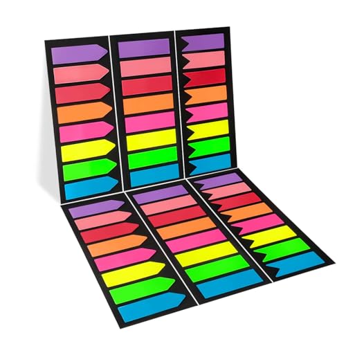 Xcdhemde Haftstreifen 1200 Stück, Haftnotizen, Sticky Notes Schreibbar, Seitenmarker Repositionierbar, Klebezettel, Haftmarker Plastik, Page Marker zum Lesen Markieren DIY [3 Designs, 8 Farben] von Xcdhemde