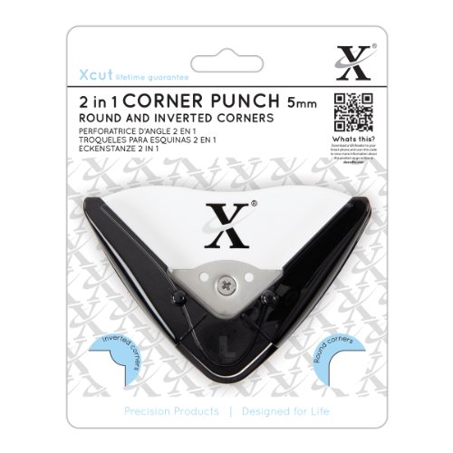 X Cut Locher 2-in-1 Eckenschneider Für abgerundete und invertierte Ecken, schwarz/weiß, 5mm Radius von Xcut