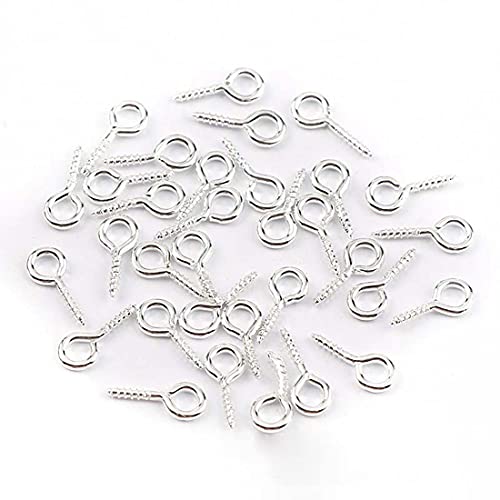 100 Stück Mini-Ösennadeln, Ösen-Haken, Ösenschraube, DIY-Schmuck, Schlüsselanhänger, Anhängerherstellung (silberfarben) von Xcyroiiy