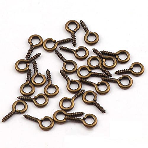 100 Stück Schraub-Ösen-Nadeln, Mini-Metall-Ösen-Nadeln, kleine Augennadel-Anhänger für DIY Kunst und Handwerk M4 x 8 mm (Bronze) von Xcyroiiy