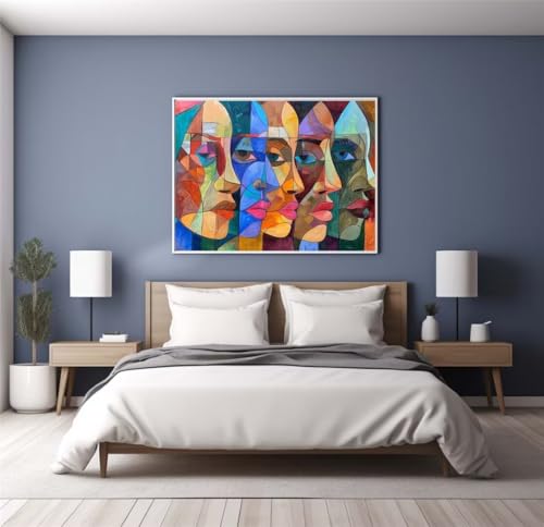 Xeafeze Diamond Painting Abstrakt Gesicht, 5D Diamant Painting Bilder 40x60cm Stickerei Set, DIY Diamond-Painting Basteln Erwachsene Full Round Drill für Wand Home Décor, Gifts 65X von Xeafeze