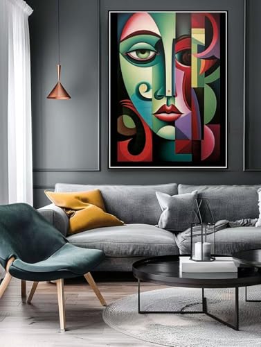 Diamond Painting Abstrakt Gesicht Diamond Painting Erwachsene, 5D Diamant Painting Bilder 60x80cm Stickerei Set, DIY Diamond-Painting Basteln Erwachsene Full Round Drill für Wand Home Décor 452X von Xeafeze