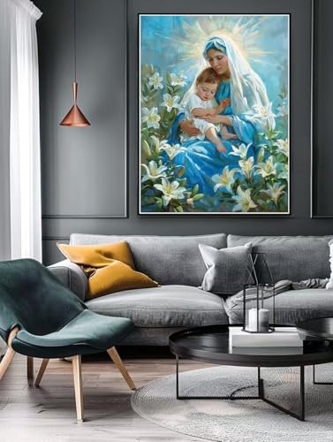 Diamond Painting Jungfrau Maria Heilig Diamond Painting Erwachsene, 5D Diamant Painting Bilder 30x50cm Stickerei Set, DIY Diamond-Painting Basteln Erwachsene Full Round Drill, Wand Home Décor 441X von Xeafeze