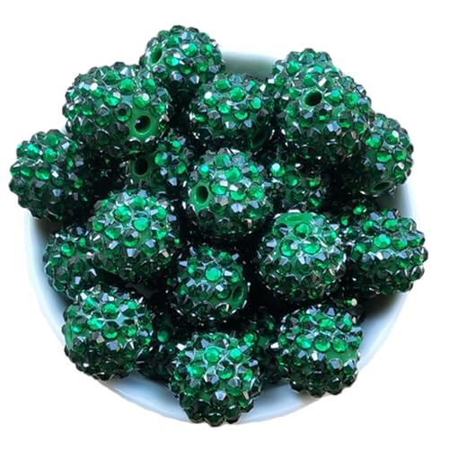 Xeahung Strassperlen für Schmuckherstellung, glänzend, rund, für Armbänder, Ohrringe, Halloween, Bastelprojekte, Weihnachtsdekoration, Geburtstagsgeschenke, 16 mm, 30 Stück (grün) von Xeahung