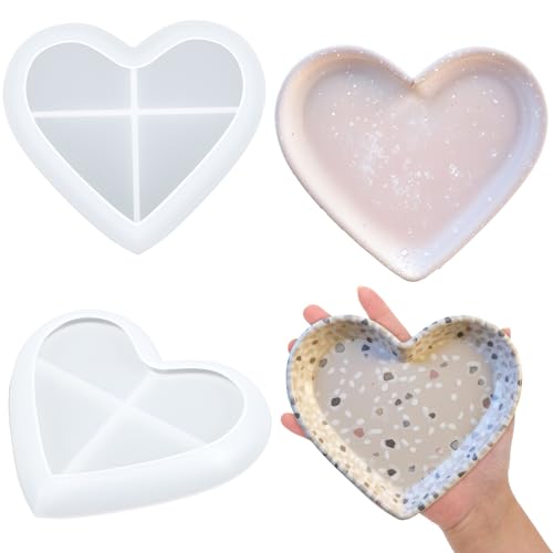 2 x Herz-Harzformen, Herz-Tablett-Formen für Harzbeton, Valentinstags-Liebesherzen, Silikonform für Bastelarbeiten, Heimdekoration 2 x Herz-Harzformen, Herz-Tablett-Formen für Harzbeton, Valentinstags-Liebesherzen, Silikonform für Bastelarbeiten, Heimdekoration von Xelsluthe