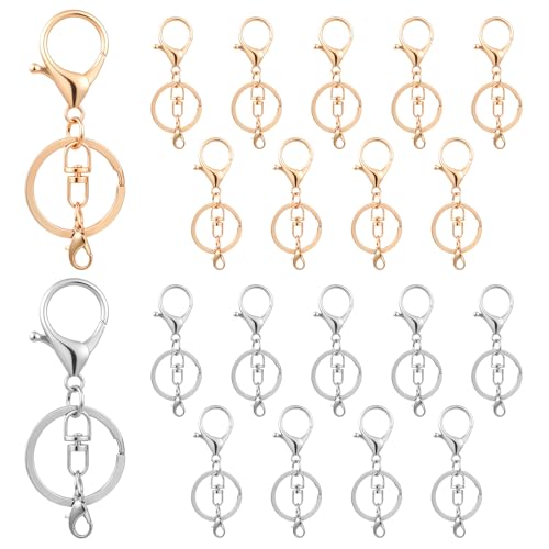 20 Stück goldene Karabinerverschlüsse für Schlüsselanhänger, Metall-Karabinerverschluss, Dreh-Clips mit flachem Schlüsselring, für Schlüssel, Kunsthandwerk, Schmuckherstellung, Gold-Bastelarbeiten 20 Stück goldene Karabinerverschlüsse für Schlüsselanhänger, Metall-Karabinerverschluss, Dreh-Clips mit flachem Schlüsselring, für Schlüssel, Kunsthandwerk, Schmuckherstellung, Gold-Bastelarbeiten von Xelsluthe