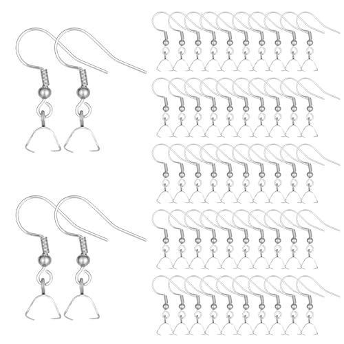 50 Stück Edelstahl-Ohrringhaken, Draht-Ohrkugel-Haken mit Anhänger-Verschluss, Ohrringherstellungs-Kit für Ohrringe, DIY, Silber 50 Stück Edelstahl-Ohrringhaken, Draht-Ohrkugel-Haken mit Anhänger-Verschluss, Ohrringherstellungs-Kit für Ohrringe, DIY, Silber von Xelsluthe