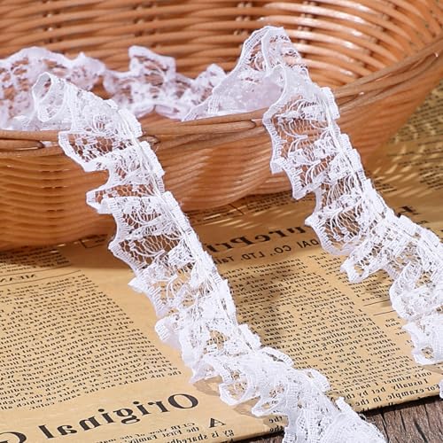 9,1 m plissiertes Organza-Spitzenrand, gerafftes Netzband, 2,3 cm, Vintage-Besatz, Stoffschnüren, Nähen, Basteln, Spitze für Geschenkverpackungen, Kleiderdekoration, Hochzeitsstrauß 9,1 m plissiertes Organza-Spitzenrand, gerafftes Netzband, 2,3 cm, Vintage-Besatz, Stoffschnüren, Nähen, Basteln, Spitze für Geschenkverpackungen, Kleiderdekoration, Hochzeitsstrauß von Xelsluthe