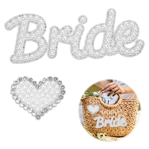 Aufnäher zum Aufbügeln für Braut, Perlen, Buchstaben, Strass, zum Aufbügeln auf Buchstaben, Chenille, bestickt, für Hochzeitskleidung, Geschenke, Taschen, Jacken, Rucksäcke, Hüte, Dekoration, 2 Stück Aufnäher zum Aufbügeln für Braut, Perlen, Buchstaben, Strass, zum Aufbügeln auf Buchstaben, Chenille, bestickt, für Hochzeitskleidung, Geschenke, Taschen, Jacken, Rucksäcke, Hüte, Dekoration, 2 Stück von Xelsluthe