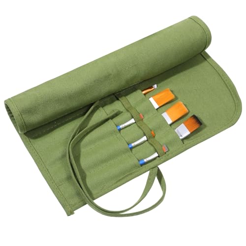 Pinselhalter, 22 Steckplätze Stifterolle Leinwand Pinsel Organizer Halter, Künstler Pinsel Etui Roll Pinseltasche Leinwand Tasche für Acryl Öl Aquarell Gouache Kunstbedarf von Xelsluthe