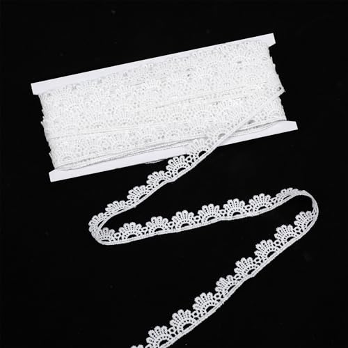 Spitzenband mit gehäkelter Stickerei, Vintage-Spitzenborte zum Nähen, Geschenkverpacken, Hochzeitsdekoration, Basteln, Schleier, Kostüme, Hochzeitsstrauß, Scrapbooking, 12,7 m, Weiß, 12,7 m von Xelsluthe