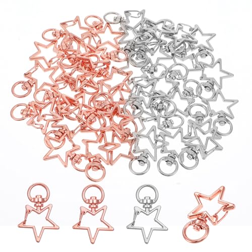 Sternförmige Karabinerverschlüsse, Stern-Schlüsselanhänger-Verschluss, Metall, drehbar, 360° drehbar, Bastelzubehör für Schmuck, Schlüsselanhänger, Taschen, Gold und Silber, 40 Stück Sternförmige Karabinerverschlüsse, Stern-Schlüsselanhänger-Verschluss, Metall, drehbar, 360° drehbar, Bastelzubehör für Schmuck, Schlüsselanhänger, Taschen, Gold und Silber, 40 Stück von Xelsluthe