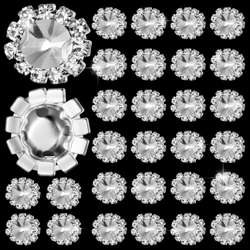 Strass-Knöpfe, 11 mm, silberfarben, flache Rückseite, Blumen-Deko-Knöpfe, Zubehör für Bastelarbeiten, Hochzeitsdekorationen, Kleidung, Taschen, Schuhe, Haar-Accessoires, 30 Stück Strass-Knöpfe, 11 mm, silberfarben, flache Rückseite, Blumen-Deko-Knöpfe, Zubehör für Bastelarbeiten, Hochzeitsdekorationen, Kleidung, Taschen, Schuhe, Haar-Accessoires, 30 Stück von Xelsluthe