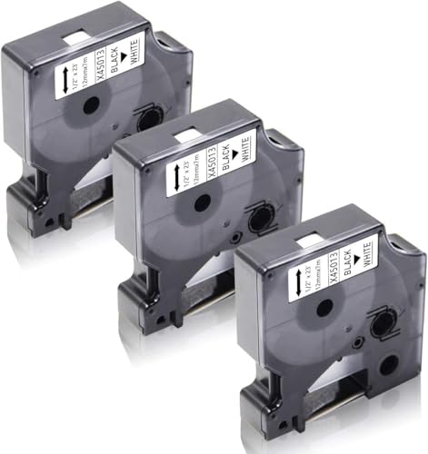 3x XemaX Schriftbänder Kompatibel für dyno Etikettenband 12mm x 7m D1 45013 A45013 S0720530 für dyno Beschriftungsgerät Dyno Label Manager 160 280 210D 360D 420P LabelPoint 100 200, Schwarz auf Weiß 3x XemaX Schriftbänder Kompatibel für dyno Etikettenband 12mm x 7m D1 45013 A45013 S0720530 für dyno Beschriftungsgerät Dyno Label Manager 160 280 210D 360D 420P LabelPoint 100 200, Schwarz auf Weiß von XemaX