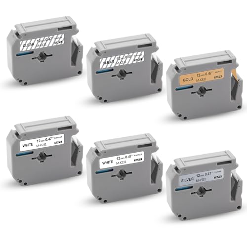 6x XemaX Etikettenband Ersatz für Brother M-K Bänder M-K131 M-K231 M-K831 M-K931 12mm x 8m Silber Gold Metall Brother MK für Brother P-Touch PT-60 PT-65 PT-90 PT-M95 PT-80 PT-100 PT-110 PT-70 PT-85 6x XemaX Etikettenband Ersatz für Brother M-K Bänder M-K131 M-K231 M-K831 M-K931 12mm x 8m Silber Gold Metall Brother MK für Brother P-Touch PT-60 PT-65 PT-90 PT-M95 PT-80 PT-100 PT-110 PT-70 PT-85 von XemaX