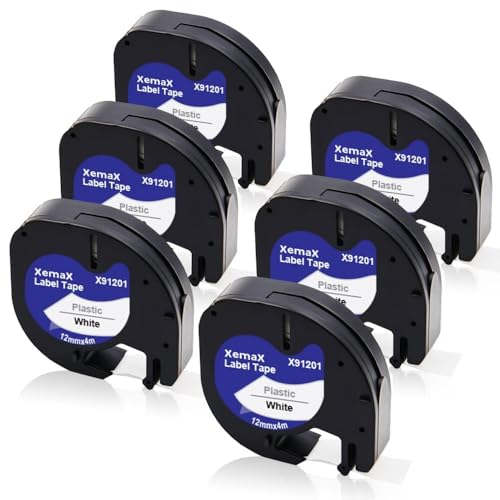 6x XemaX Kompatibel für Dyno Letra 12mm x 4m Etikettenband, Schwarz auf Weiß Schriftband, 91201 91221 S0721610 S0721660 Kunststoffschriftband für Dyno Gerät LT-100H LT-100T XR 200B 2000 XM 80 6x XemaX Kompatibel für Dyno Letra 12mm x 4m Etikettenband, Schwarz auf Weiß Schriftband, 91201 91221 S0721610 S0721660 Kunststoffschriftband für Dyno Gerät LT-100H LT-100T XR 200B 2000 XM 80 von XemaX