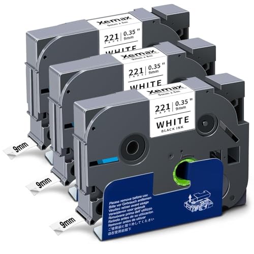 3x XemaX Schriftband Kompatibel für Brother P-Touch TZe-221 TZe221 für Brother P-Touch Bänder 9mm für Brother Beschriftungsgerät PT-1010 H105 H100LB 1000 P300BT H100R D400 E100 H110, Schwarz auf weiß 3x XemaX Schriftband Kompatibel für Brother P-Touch TZe-221 TZe221 für Brother P-Touch Bänder 9mm für Brother Beschriftungsgerät PT-1010 H105 H100LB 1000 P300BT H100R D400 E100 H110, Schwarz auf weiß von XemaX