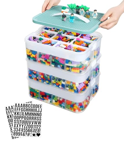 Xenia Living Aufbewahrungsbox für Lego Bausteine und Duplo - mit Bauplatte Deckel verstellbaren Fächern und Buchstaben Stickern - stapelbar große Sortierboxen für Kleinteile und Spielzeugaufbewahrung Xenia Living Aufbewahrungsbox für Lego Bausteine und Duplo - mit Bauplatte Deckel verstellbaren Fächern und Buchstaben Stickern - stapelbar große Sortierboxen für Kleinteile und Spielzeugaufbewahrung von Xenia Living