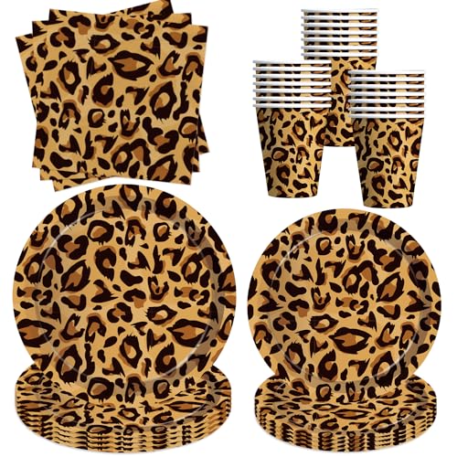 Xenorik Teller und Servietten mit Leopardenmuster, Partyzubehör, Geparden-Druck, Geburtstagsdekorationen, Geschirr, Teller, Tasse, Serviette, Safari-Tier-Leoparden-Thema, Geburtstag, Babyparty, von Xenorik
