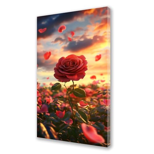 Malen Nach Zahlen Erwachsene Blume Malen Nach Zahlen Rose Paint by Numbers für Anfänger, DIY Set Erwachsene, Ölgemälde Leinwand Kit mit Acrylfarben Bastelset, Home Wand Dekor 60x120 cm Rahmenlos L790 von Xeoyenle