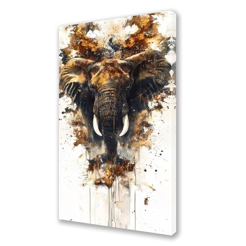 Malen Nach Zahlen Erwachsene Tier Malen Nach Zahlen Elefant Paint by Numbers für Anfänger,DIY Set Erwachsene,Ölgemälde Leinwand Kit mit Acrylfarben Bastelset,Home Wand Dekor 60x120 cm Rahmenlos L373 von Xeoyenle