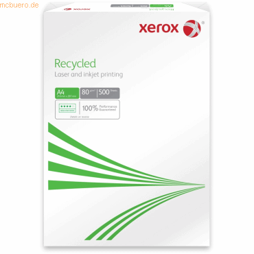5 x Xerox Kopierpapier Recycled weiß 80g/qm A4 VE=500 Blatt 5 x Xerox Kopierpapier Recycled weiß 80g/qm A4 VE=500 Blatt von Xerox