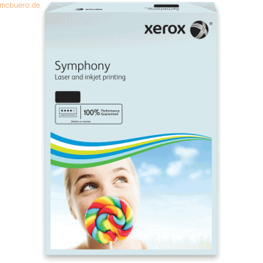 5 x Xerox Kopierpapier Symphony blau 160g/qm A4 VE=250 Blatt von Xerox