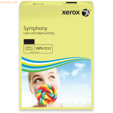 5 x Xerox Kopierpapier Symphony pastell gelb 160g/qm A4 VE=250 Blatt von Xerox