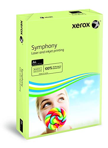 Xerox 003R93226 farbiges Druckerpapier Kopierpapier Symphony pastell Din A4, 160 g/m², 250 Blatt pro Pack, grün von Xerox
