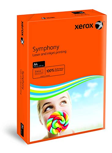 Xerox 003R93953 farbiges Druckerpapier Kopierpapier Symphony intensiv Din A4, 80 g/m², 500 Blatt pro Pack, orange von Xerox