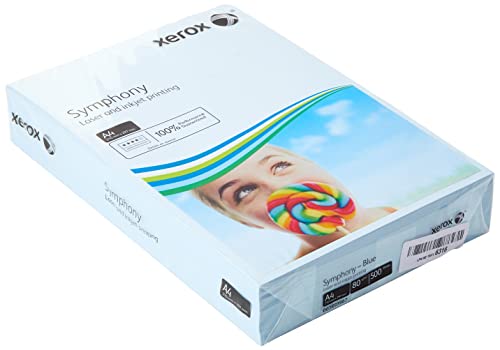 Xerox 003R93967 farbiges Druckerpapier Kopierpapier Symphony pastell Din A4, 80 g/m², 500 Blatt pro Pack, blau Xerox 003R93967 farbiges Druckerpapier Kopierpapier Symphony pastell Din A4, 80 g/m², 500 Blatt pro Pack, blau von Xerox