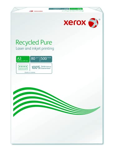 Xerox Recycled Pure Papier 003R98105 - DIN A3 80 g/m² - Kopierpapier für Laserdrucker und Kopierer - aus 100% Altpapier - 500 Blatt - weiß von Xerox