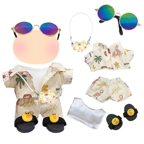 6 Stück 17 cm Plüsch Puppe Kleidung, Sommerstil Plüsch Puppenkleidung Outfit, Kätzchen Anhänger, Bedrucktes Hemd und Shorts, Weste, Sonnenbrille, gelbe Entenpantoffeln, Geeignet für Kind & Sammler 6 Stück 17 cm Plüsch Puppe Kleidung, Sommerstil Plüsch Puppenkleidung Outfit, Kätzchen Anhänger, Bedrucktes Hemd und Shorts, Weste, Sonnenbrille, gelbe Entenpantoffeln, Geeignet für Kind & Sammler von Xerteam