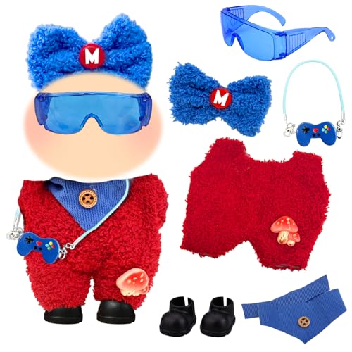 6Pcs Kleidung Set für 17cm Plüschpuppen Mode Niedlich Puppe Kleidung Set Blau Schleife Schal Overall Blau Transparent Brille Anhänger Schuhe DIY Geschenk für Kinder 6Pcs Kleidung Set für 17cm Plüschpuppen Mode Niedlich Puppe Kleidung Set Blau Schleife Schal Overall Blau Transparent Brille Anhänger Schuhe DIY Geschenk für Kinder von Xerteam