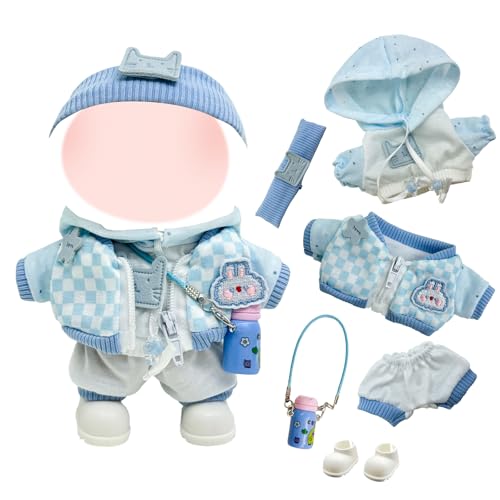 Kleidung für Puppe 17cm Plüsch Puppenkleidung 17cm Puppenkleidung Zubehör mit 17cm Plush Pullover Hoodie Bekleidung, Modisches blau Kariertes Puppenkleidungsset für Jungen Mädchen Geschenke Kleidung für Puppe 17cm Plüsch Puppenkleidung 17cm Puppenkleidung Zubehör mit 17cm Plush Pullover Hoodie Bekleidung, Modisches blau Kariertes Puppenkleidungsset für Jungen Mädchen Geschenke von Xerteam