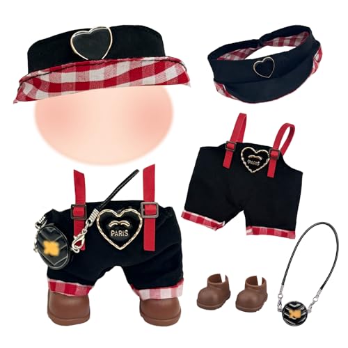 Niedliche und Klassische Puppenkleidung für 17cm Puppen, Bekleidung für 17cm Plüsch, Kuscheltier Kleidung Outfit (Klassische Overalls) von Xerteam