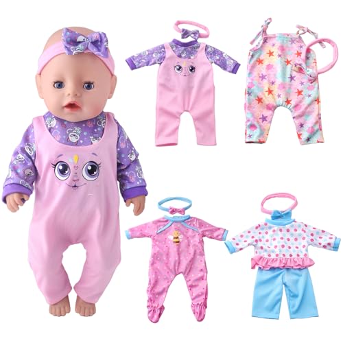 Puppen Kleidung für 16-18 Inch Puppen, 4-Telling Modische Puppenkleidung, Niedlich Gemusterte Puppenkleidung im Frühlings- und Herbststil mit Kopfbedeckung, Kleine Mädchen Puppen Kleidung für 16-18 Inch Puppen, 4-Telling Modische Puppenkleidung, Niedlich Gemusterte Puppenkleidung im Frühlings- und Herbststil mit Kopfbedeckung, Kleine Mädchen von Xerteam