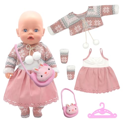 Puppenkleidung für 30–40 cm Babypuppen, 5 Stück Süßes Puppen Kleidung, Mantel, Puppenkleider, Socken, Kleiderbügel, Kleiner Häschen-Plüschtasche, Puppenzubehör Geburtstagsgeschenke für Mädchen (Rosa) Puppenkleidung für 30–40 cm Babypuppen, 5 Stück Süßes Puppen Kleidung, Mantel, Puppenkleider, Socken, Kleiderbügel, Kleiner Häschen-Plüschtasche, Puppenzubehör Geburtstagsgeschenke für Mädchen (Rosa) von Xerteam