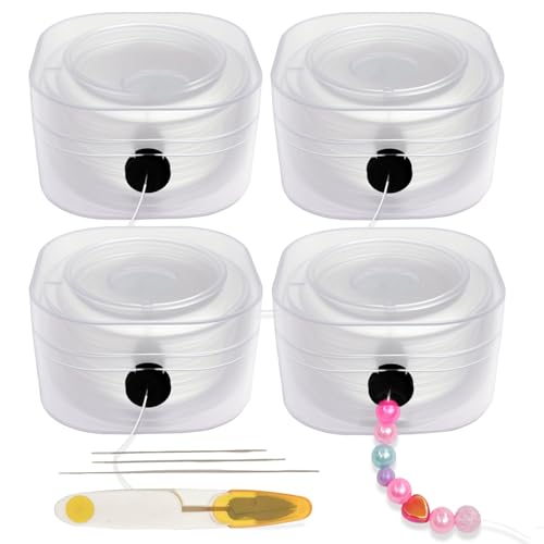 Xeaterm 4 Rollen Nylonfaden, 4 Größen Elastisches Band für Armbänder, Nylonband mit 3 Perlennadel Schere, Transparent Reißfest Armband Band für Perlenschmuck DIY Weihnachtsdekorationen Xeaterm 4 Rollen Nylonfaden, 4 Größen Elastisches Band für Armbänder, Nylonband mit 3 Perlennadel Schere, Transparent Reißfest Armband Band für Perlenschmuck DIY Weihnachtsdekorationen von Xerteam